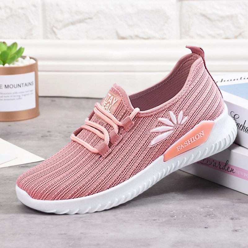 Kvinner Lett Comfy Pustende Mesh Slip On Flate Sneakers