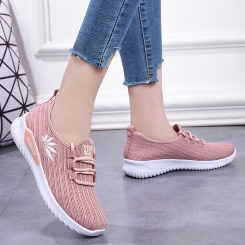 Kvinner Lett Comfy Pustende Mesh Slip On Flate Sneakers