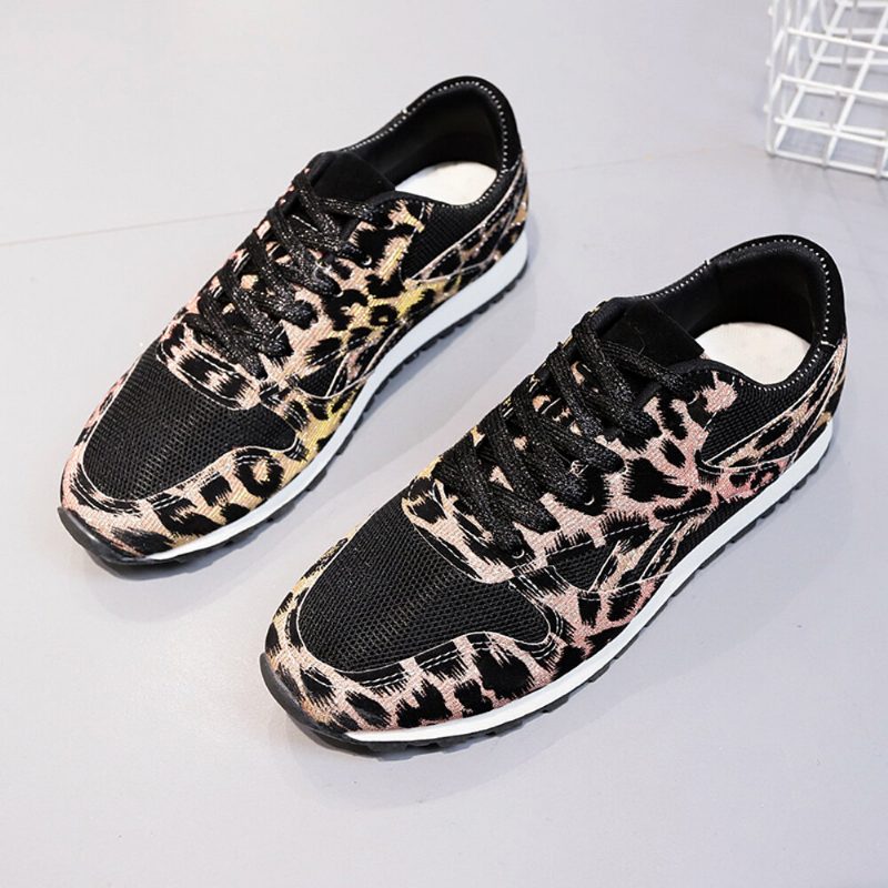 Kvinner Skjøting Mesh Comfy Pustende Casual Leopard Joggesko