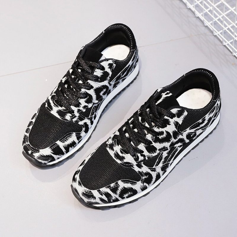 Kvinner Skjøting Mesh Comfy Pustende Casual Leopard Joggesko