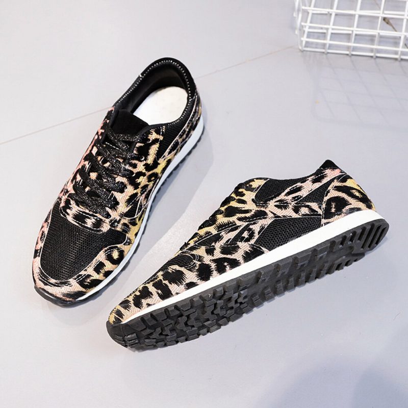 Kvinner Skjøting Mesh Comfy Pustende Casual Leopard Joggesko