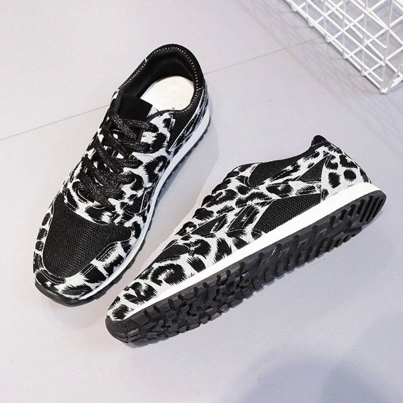 Kvinner Skjøting Mesh Comfy Pustende Casual Leopard Joggesko