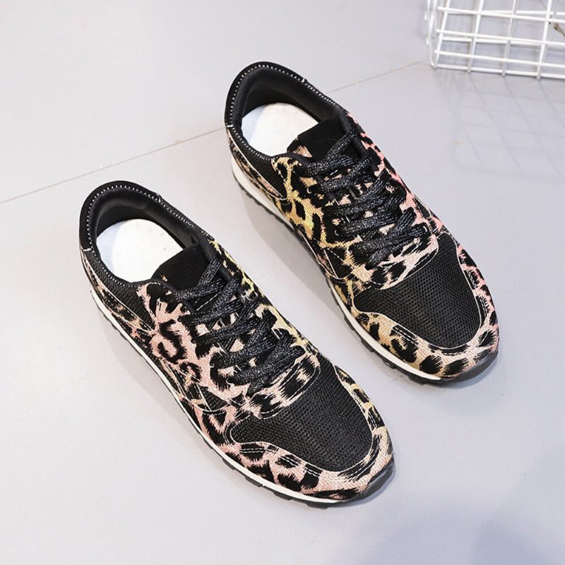 Kvinner Skjøting Mesh Comfy Pustende Casual Leopard Joggesko