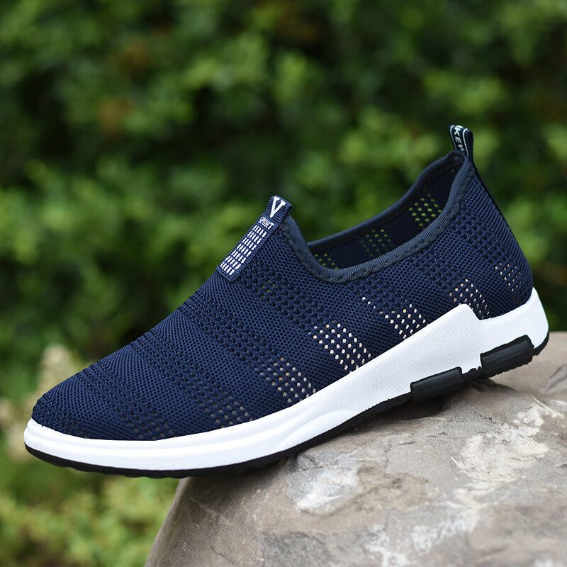 Menn Hollow Out Pustende Stoff Myk Bunn Slip On Comfy Sports Uformelle Tursko