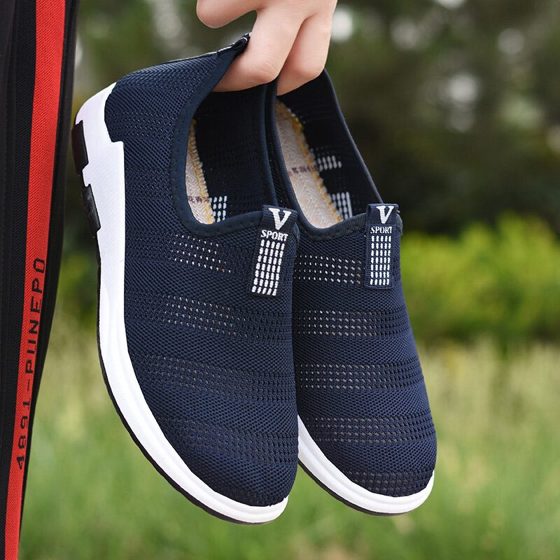 Menn Hollow Out Pustende Stoff Myk Bunn Slip On Comfy Sports Uformelle Tursko