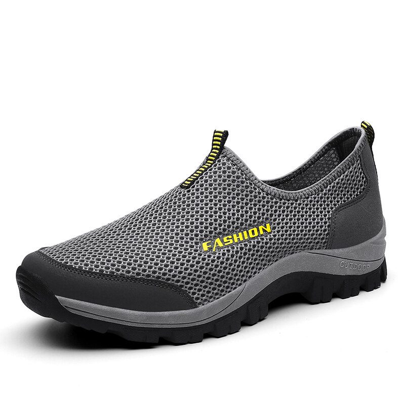 Menn Mesh Pustende Myk Såle Sklisikker Behagelig Slip On Outdoor Casual Walking Sko