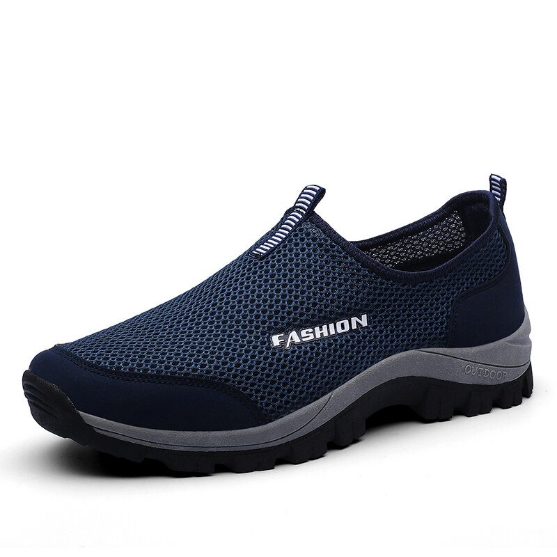 Menn Mesh Pustende Myk Såle Sklisikker Behagelig Slip On Outdoor Casual Walking Sko