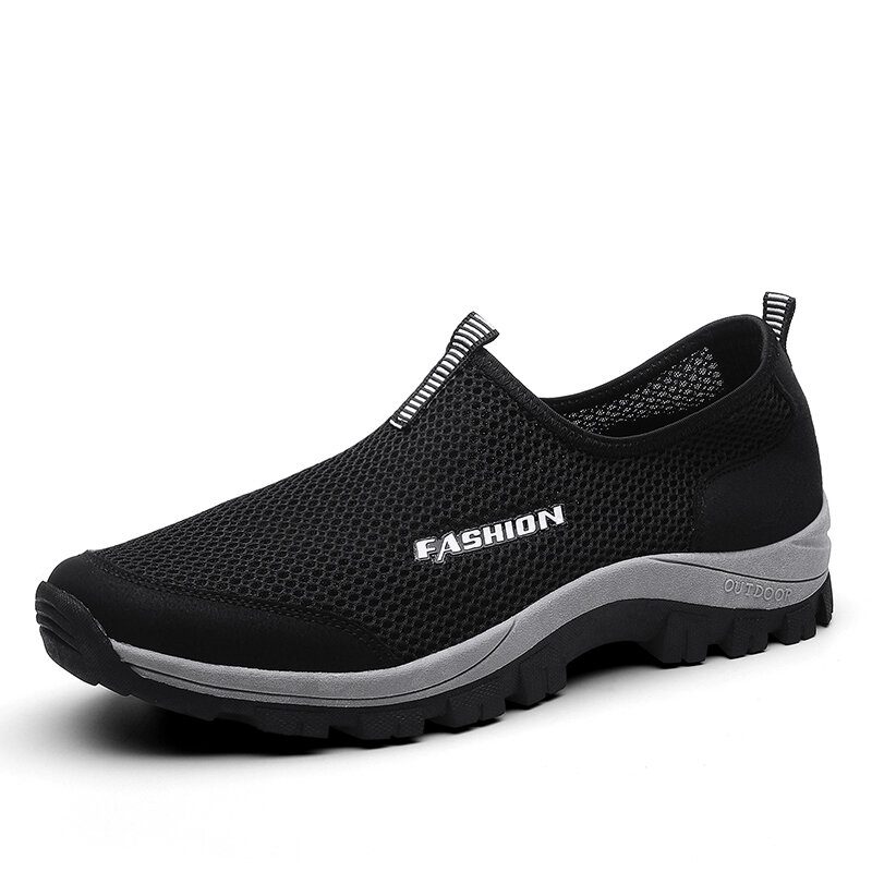 Menn Mesh Pustende Myk Såle Sklisikker Behagelig Slip On Outdoor Casual Walking Sko