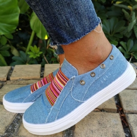 Pluss Størrelse Dame Casual Slip On Flate Denim Canvas Sko