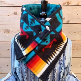 Kvinner All-match Stripe Geometrisk Skjerf Med Tykt Trykk Elegant Justerbar Hals Wrap Varmt Skjerf