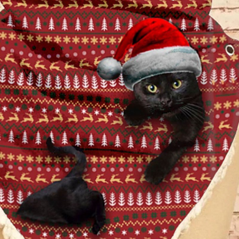 Kvinner Søt Tegneserie 3d Black Cat Fstive Christmas Atmosphere Stripemønster Varmt Halsbeskyttelsesskjerf