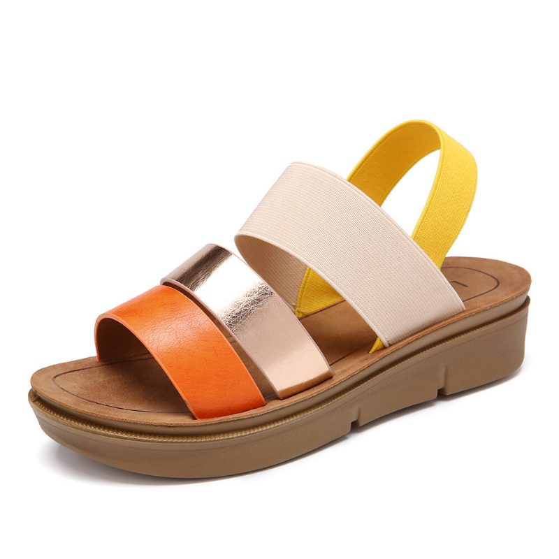 Dame Colorblock Cross Elastisk Strap Platform Sandaler