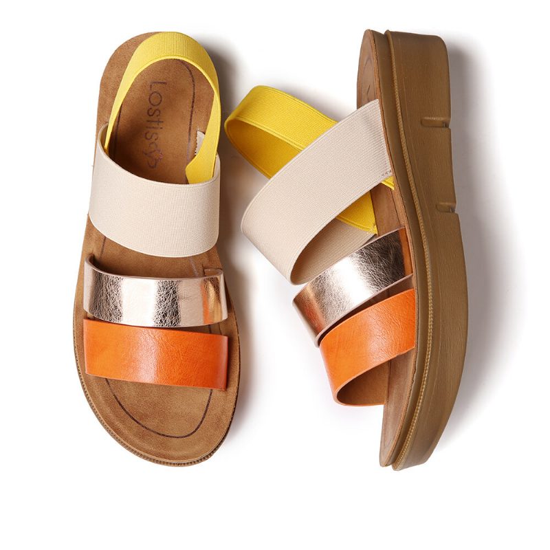 Dame Colorblock Cross Elastisk Strap Platform Sandaler