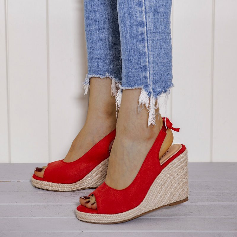 Dame Comfy Pustende Slingback Casual Wedges Sandaler