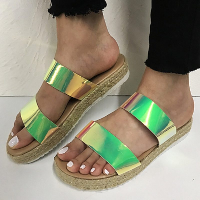 Dame Dobbel Gradient Farge Stropp Komfortabel Sklisikker Espadrille Plattformsandaler