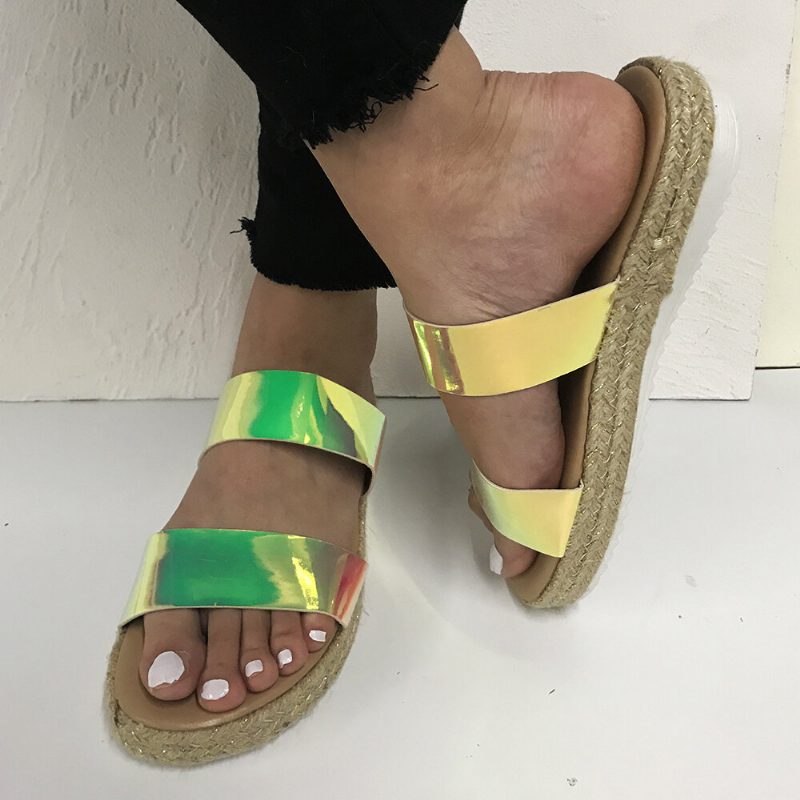 Dame Dobbel Gradient Farge Stropp Komfortabel Sklisikker Espadrille Plattformsandaler