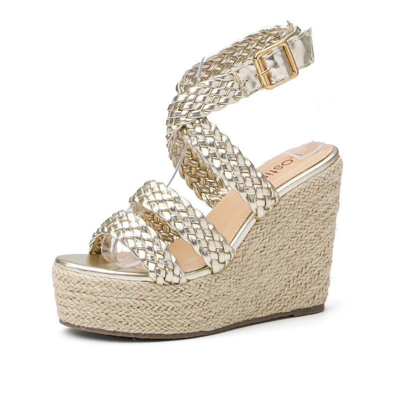 Dame Flettestropp Espadrille Slingback Plattformsandaler