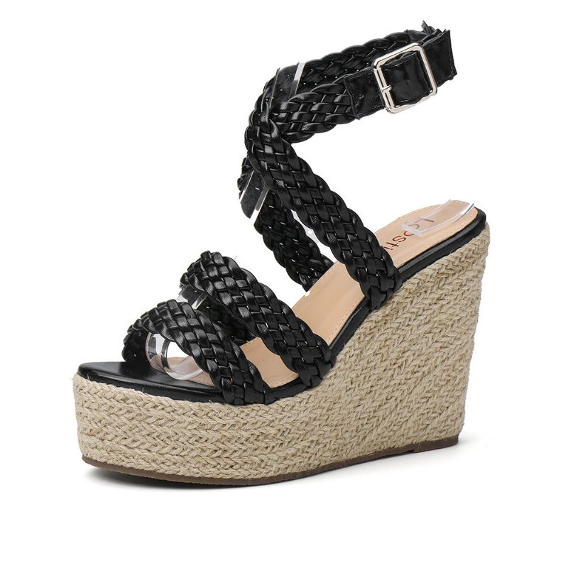 Dame Flettestropp Espadrille Slingback Plattformsandaler