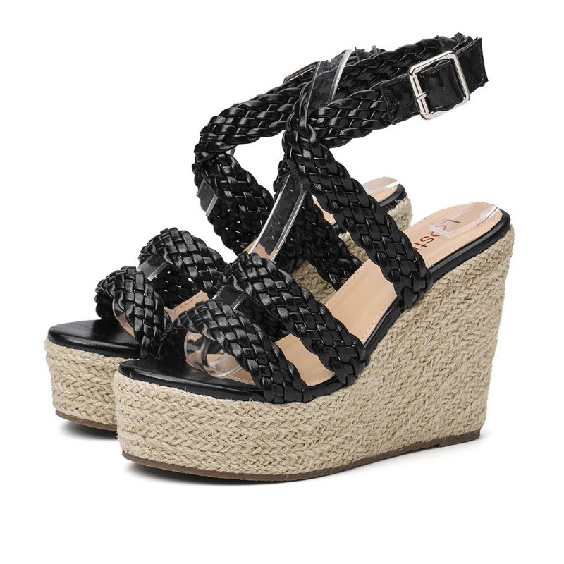 Dame Flettestropp Espadrille Slingback Plattformsandaler