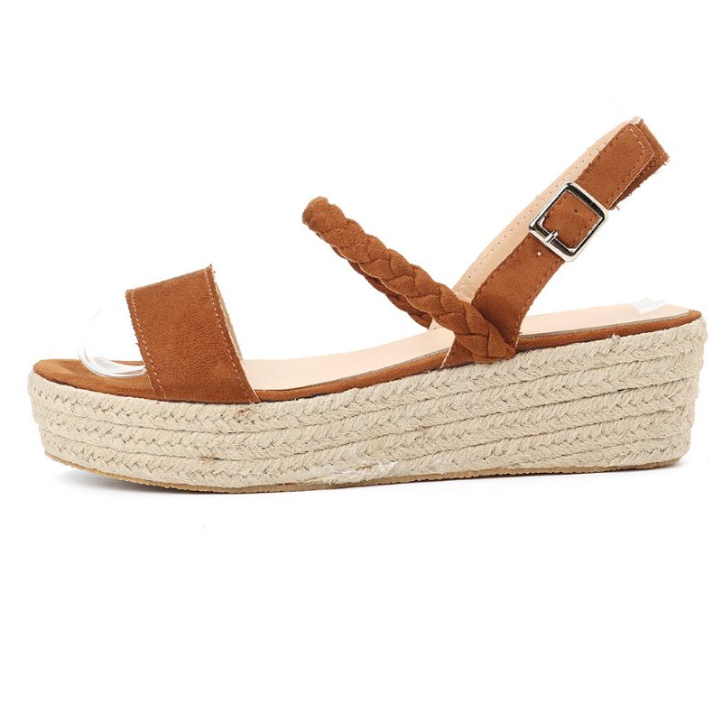 Dame Halmflettet Åpen Tåspenne Wedges Sandaler