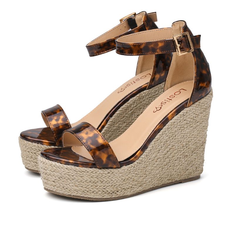 Dame Leopard Print Espadrille Platform Sandaler