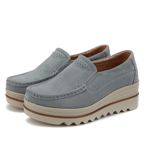 Dame Semsket Pustende Slip On Platforms Fritidssko