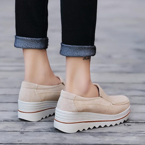 Dame Semsket Pustende Slip On Platforms Fritidssko