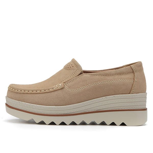 Dame Semsket Pustende Slip On Platforms Fritidssko