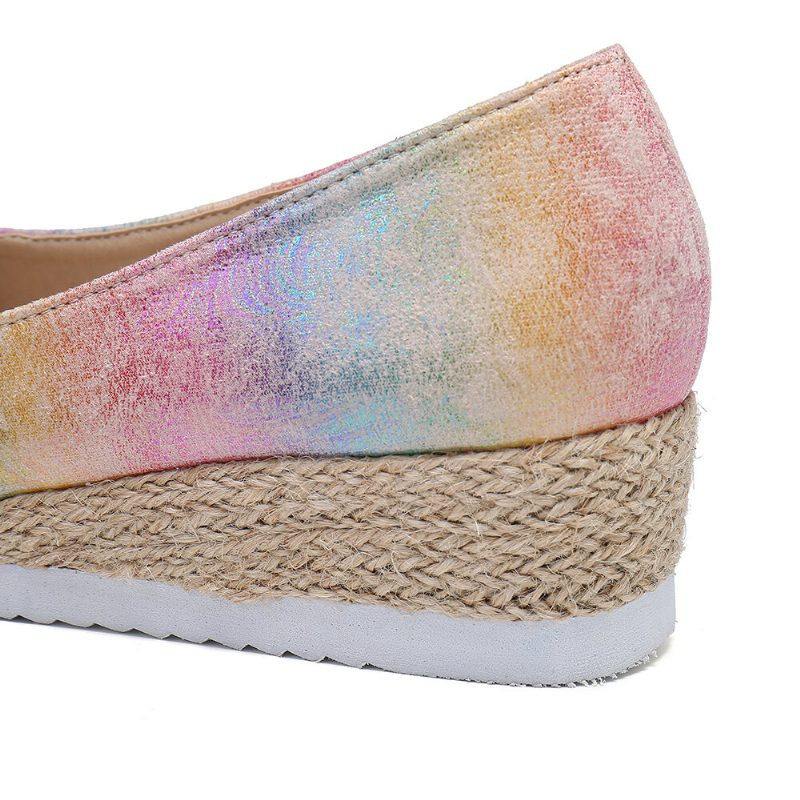 Kvinner Fargerike Espadrille Comfy Wedge Peep Toe-plattformer