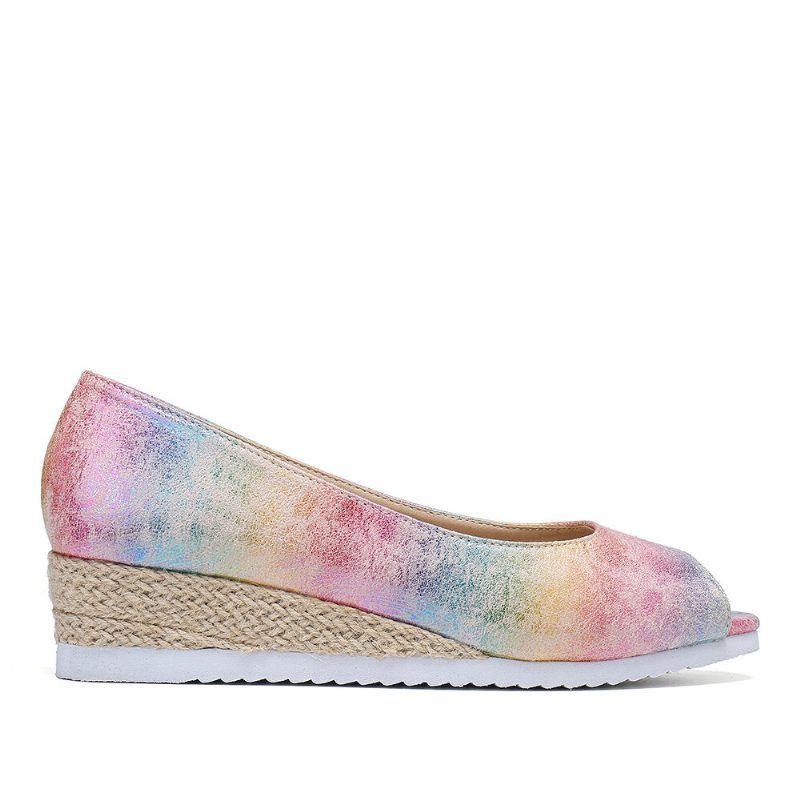 Kvinner Fargerike Espadrille Comfy Wedge Peep Toe-plattformer