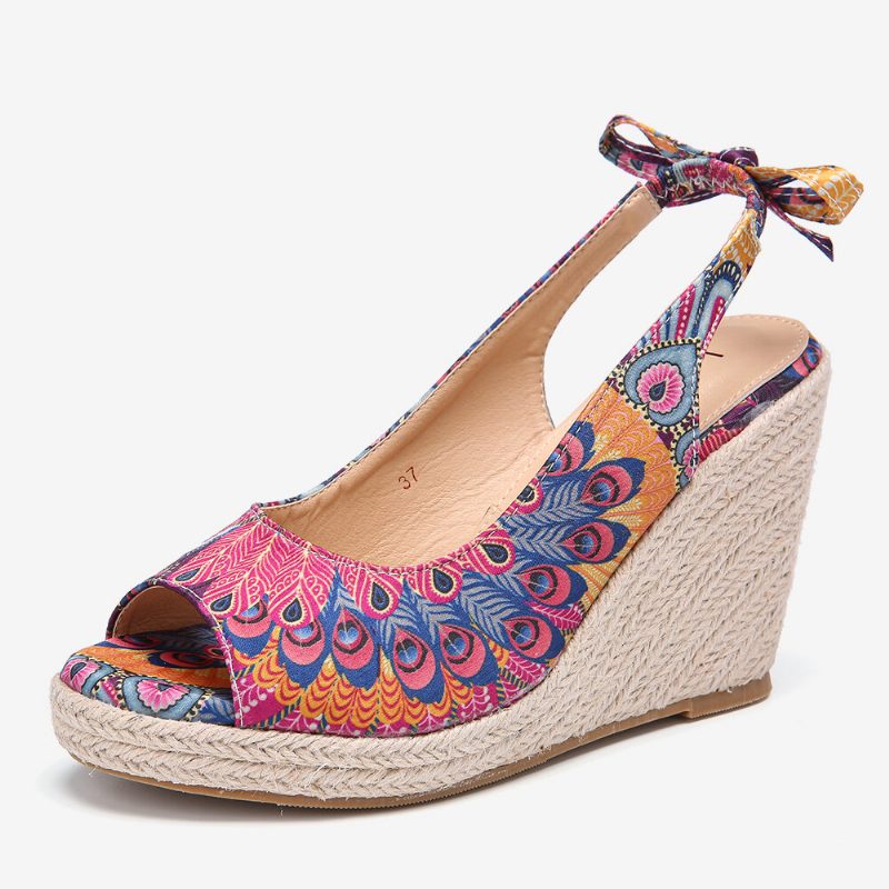 Kvinner Utskrift Dekor Komfortabel Bærbar Peep Toe Casual Wedges Sandaler