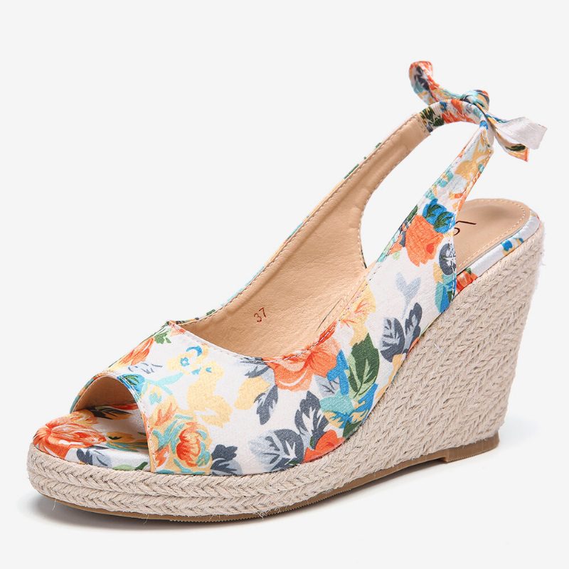 Kvinner Utskrift Dekor Komfortabel Bærbar Peep Toe Casual Wedges Sandaler