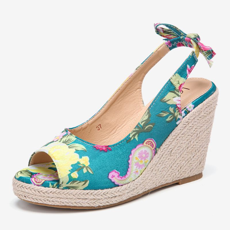 Kvinner Utskrift Dekor Komfortabel Bærbar Peep Toe Casual Wedges Sandaler