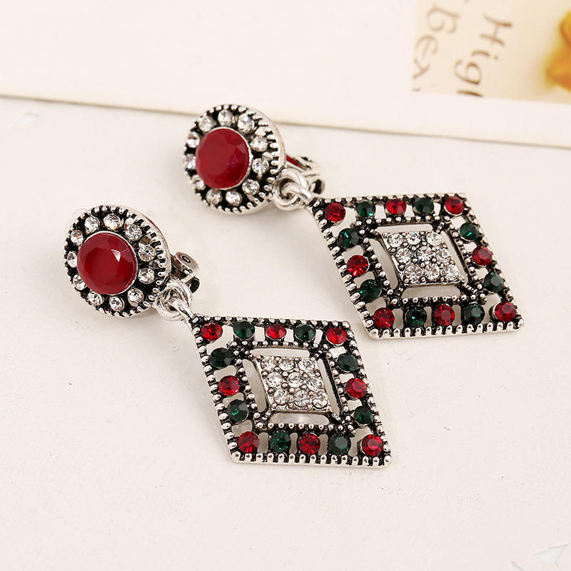 African Hallow Rhineston Ear Drop Earring Retro Shiny Diamond Øredobber For Kvinner