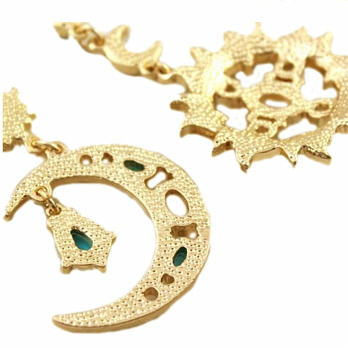 Bohemian Trendy Star Sun Moon Rhinestone Crystal Stellar Ear Drop Earring For Dame Smykker