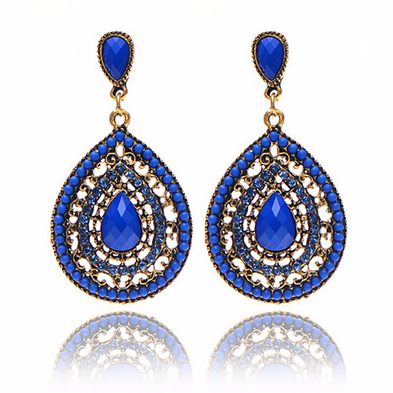 Bohemian Water Drop Diamond Earring Rhinestone Shiny Ear Drop For Women