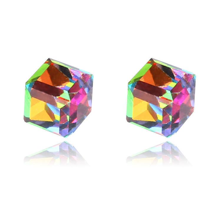 Creative Unisex Cubic Crystal Magnetic Clip Øredobber Motemagnet Ingen Piercing Fargerike Øredobber