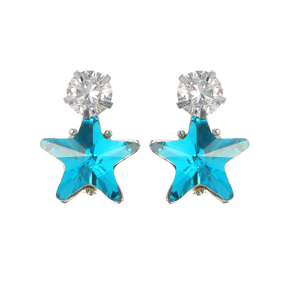 Enkel Star Ear Stud Øredobber Blendende Cubic Zirconia Star Crystal Piercing Øredobber For Kvinner