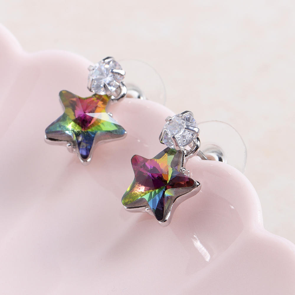 Enkel Star Ear Stud Øredobber Blendende Cubic Zirconia Star Crystal Piercing Øredobber For Kvinner