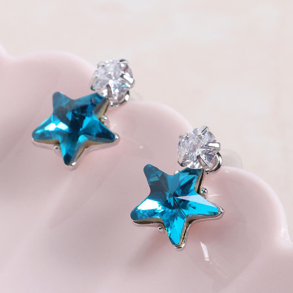 Enkel Star Ear Stud Øredobber Blendende Cubic Zirconia Star Crystal Piercing Øredobber For Kvinner