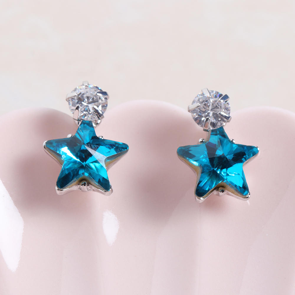 Enkel Star Ear Stud Øredobber Blendende Cubic Zirconia Star Crystal Piercing Øredobber For Kvinner