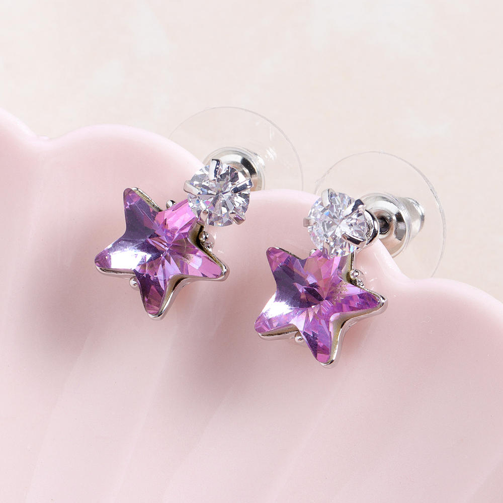 Enkel Star Ear Stud Øredobber Blendende Cubic Zirconia Star Crystal Piercing Øredobber For Kvinner