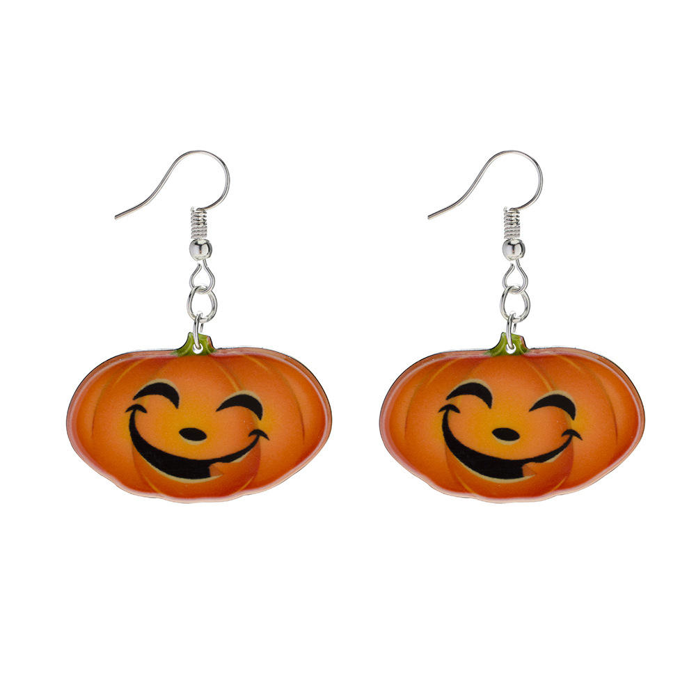 Trendy Pumpkin Smile Pendant Øredobber Morsomme 3d Stereoskopiske Halloween-harpiks Tegneserieøredobber