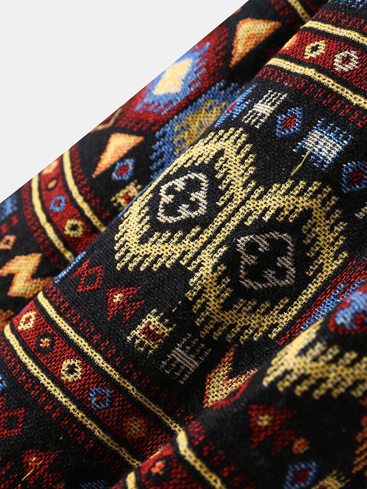 Menn Tribal Pattern Retro Button Up Langermede Fritidsjakker