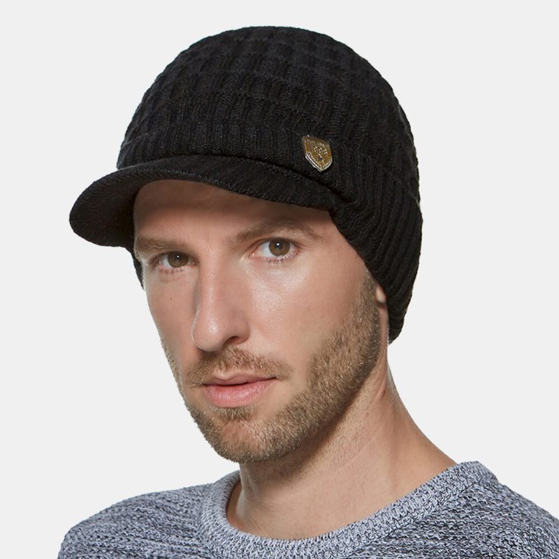 2 Stk Menn Winter Plus Velvet Warm Cashmere Bonnet Strikket Caps Skjerf Maske Outdoor Wild Elastisk Justerbar Vindtett Beanie Skull Hat