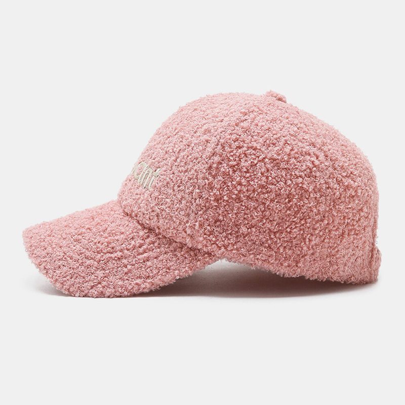 Baseballcaps For Menn Lammeull Plysj Brevbroderi Høst Vinter Varme Fleecehette Dame