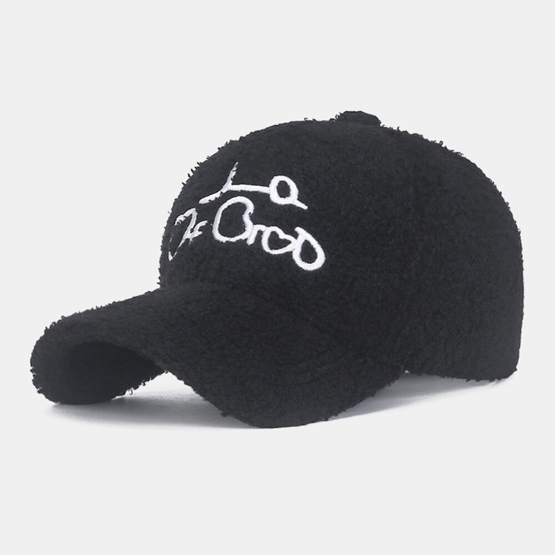 Baseballcaps For Menn Teddy Fløyel Kjærlighetsbrev Broderi Utendørs All-match Varme Duck Tongue Cap Dame