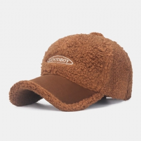 Baseballcaps For Menn Teddy Velvet Semsket Skinn Farge Kontrast Patchwork Broderi Varme Lue For Dame