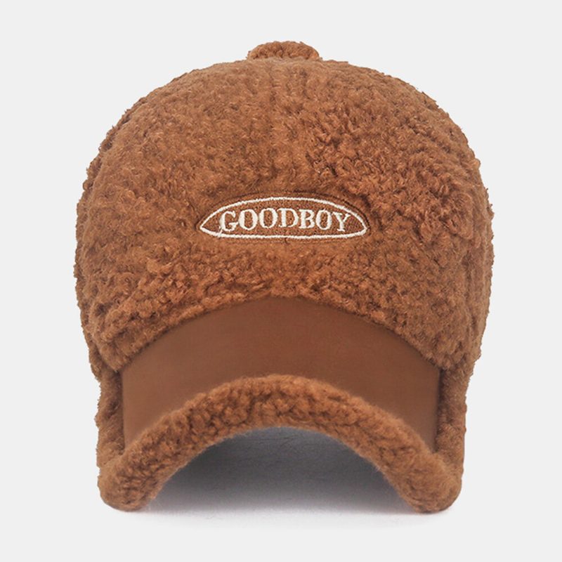 Baseballcaps For Menn Teddy Velvet Semsket Skinn Farge Kontrast Patchwork Broderi Varme Lue For Dame