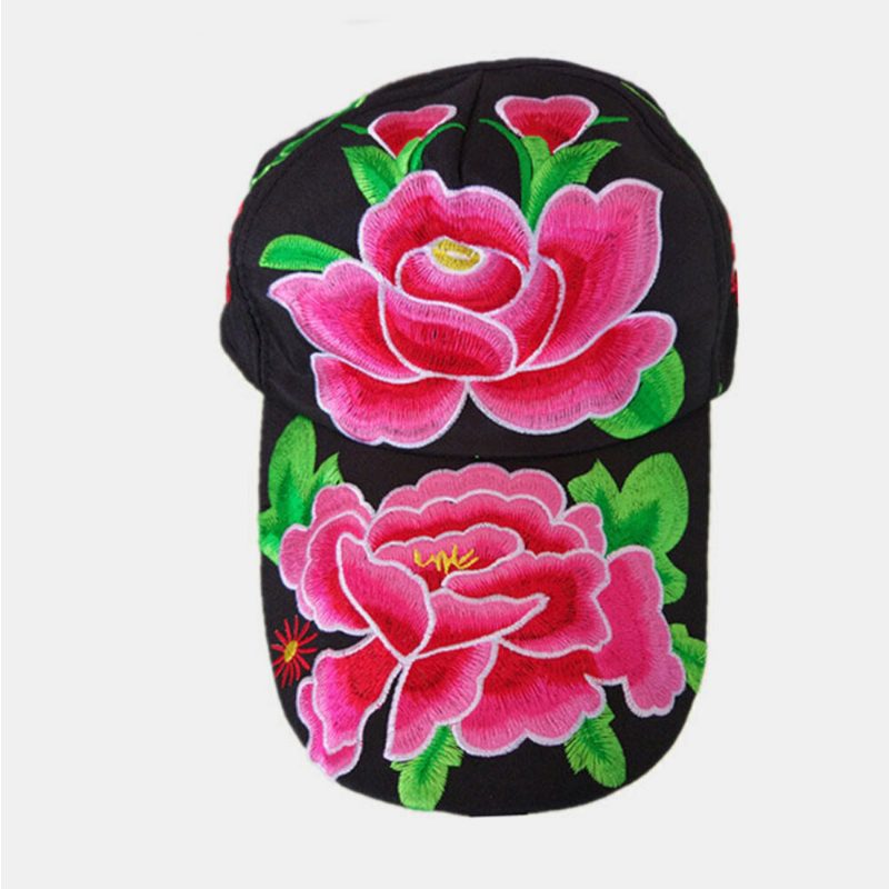 Blomsterbroderi For Kvinner Solkrem Solhatt Andehatt Baseballcaps